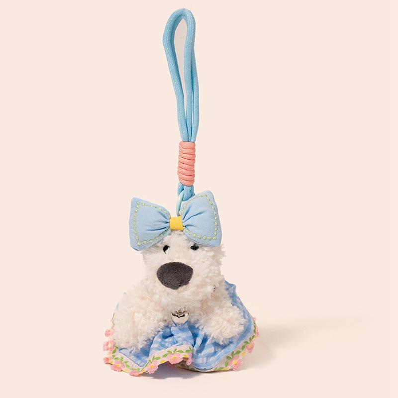 Cute West Highland Terrier Puppy Plush Keychain Bag Charm Gift for Girls