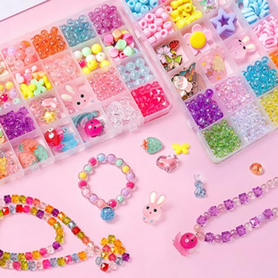 24-Grid Beading Kit: DIY Jewelry & Hair Accessories for Kids