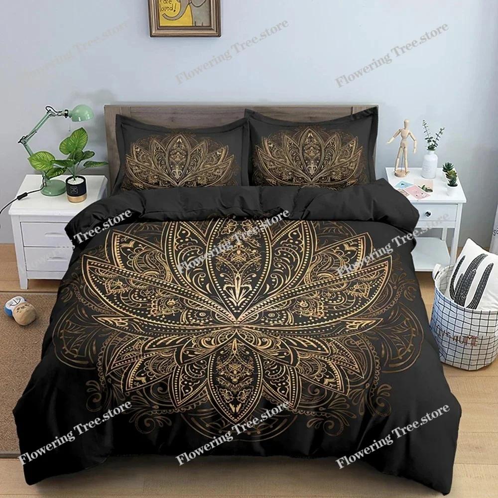 Bohemian Lotus Bedding Set Mandala Duvet Cover Bedroom Comforter Covers Single Twin King Size Quilt Cover Home Textile