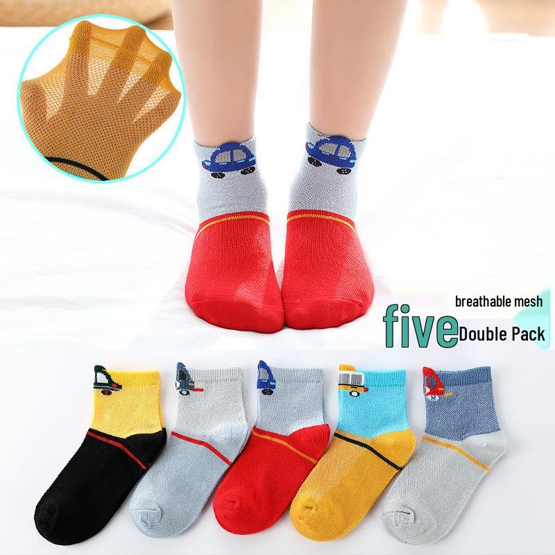 Breathable Cotton Mid-Calf Socks for Kids (1-15 Years), Anti-Odor, Cute Design for Boys and Girls, Ideal for Spring and Autumn.
