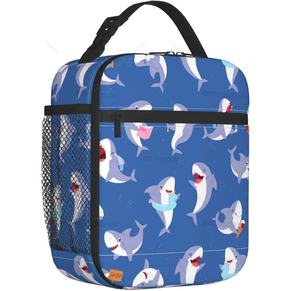 Shark Cute Underwater Animal Portable Lunch Bag for Women/Men Insulated Reusable Lunch Box for Office Work School Picnic Beach