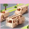 מכונית עץ רכבת משאית כיבוי צעצוע הרכבה סט מכוניות לילדים חינוכי נסיעה ותחבורה