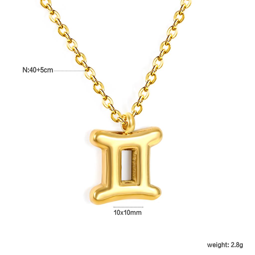 Fashion Creative Zodiac Pendant Necklace Gold Bubble Charm Versatile Collarbone Chain Jewelry