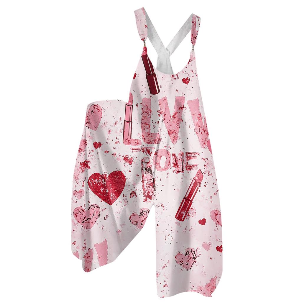 Moda Damska ul. Patrick Print Casual Luźny Kombinezon z Szerokimi Nogawkami