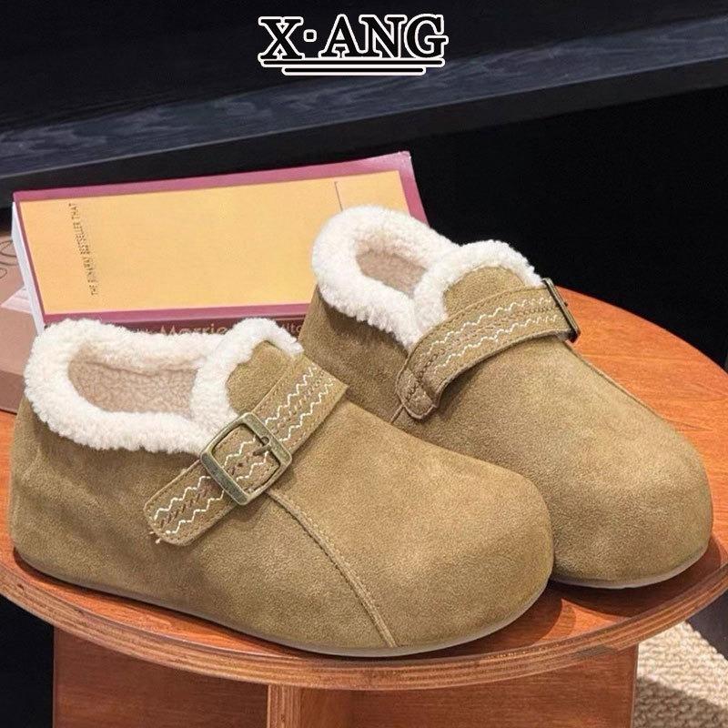 Cowhide All-inclusive Heightening New Autumn and Winter Velvet Warm Cotton Shoes Platform Lamb Wool Shoes