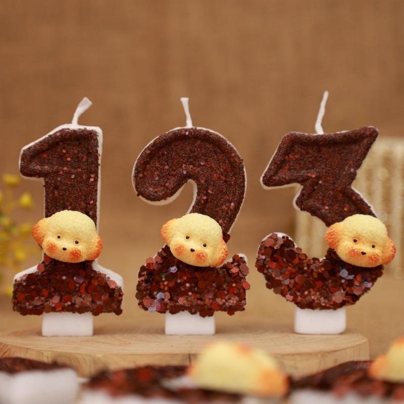 Creative Dog Head Digital Birthday Candle Cake Party Decoration First Birthday Celebration Candle