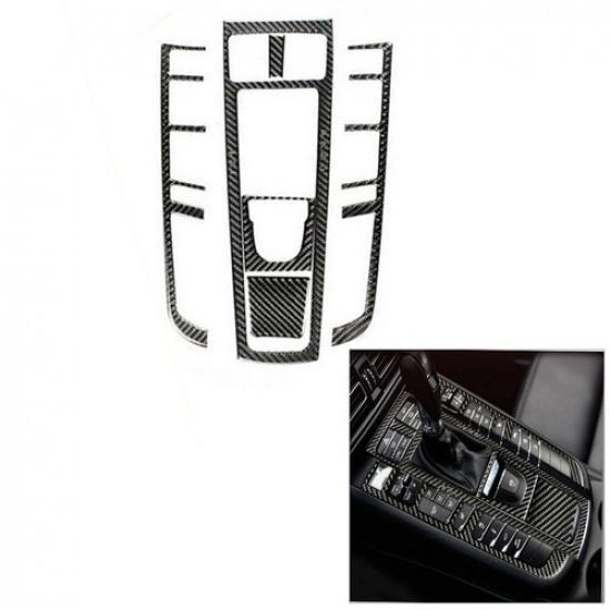 6Pcs For Porsche Macan 2014-19 Carbon Fiber Interior Gear Shift Panel Cover Trim