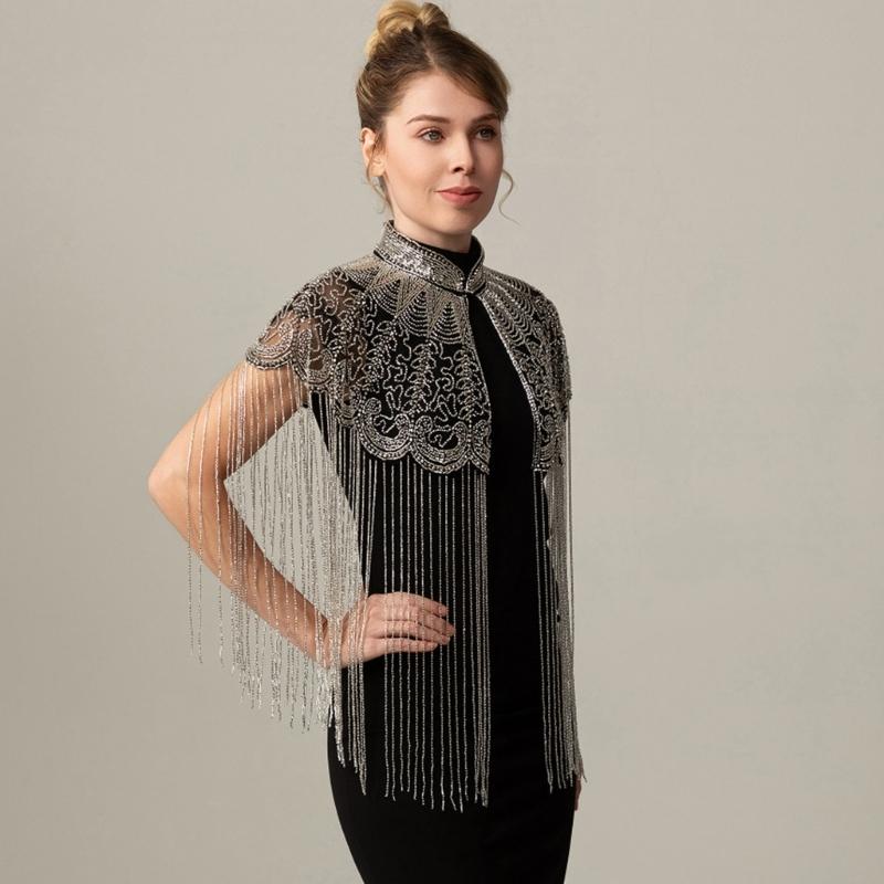 Luxury Long Tassels Indian Shawl with Beadwork And Soft Polyester Fabric Bohemian Fringe Evening Wrap