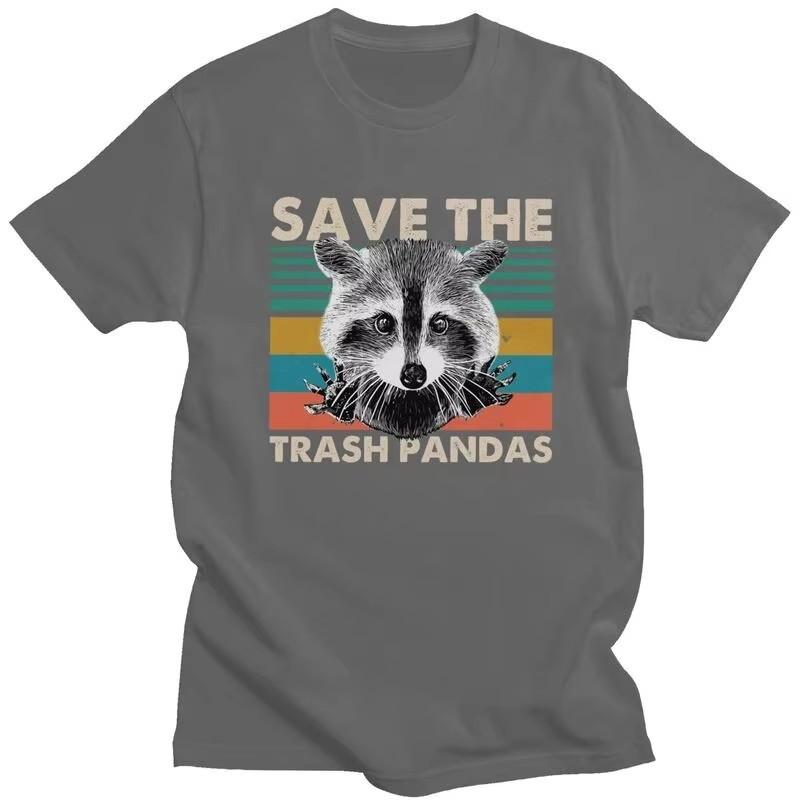 Save The Trash Pandas Raccoon Graphic Tee for Unisex Casual Short Sleeve T-Shirt