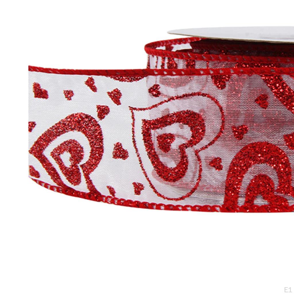 Heart Shaped Ribbons for Valentine's Day Crafts 1.5 Inch Wide Wrapping Scrapbooking
