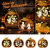 Halloween Wooden Sign Light with Pumpkin Pendant - Battery Operated Button Cell Warm Light for Party Decor, Desk Shelf Table Decoration