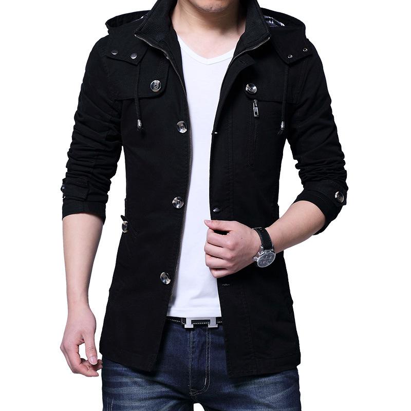 

Мужская повседневная куртка с капюшоном, куртка осень-зима, корейская версия, модная тонкая универсальная куртка на одежде 5xl чёрный