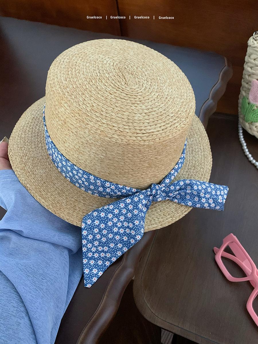 

Соломенная шляпа с плоским верхом и бантом, женская, ретро-дизайн с жемчугом, для отпуска, для пляжа, от солнца, летняя adult average size (54-59cm)