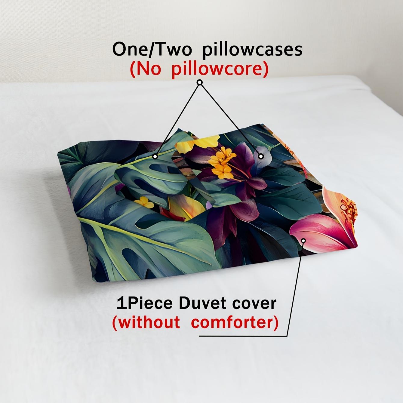 

2/3pcs Bedding Set Floral and Leaf Design Pattern Brushed Digital Print Duvet Cover Set Soft Comfortable EU Twin(135x200cm)