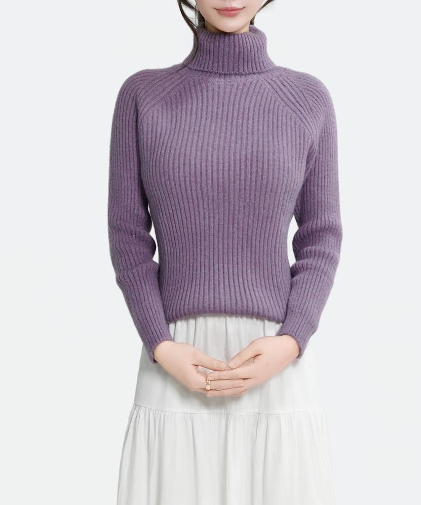 Keulleiseu Olivia Ribbed Turtleneck Knit_Purple