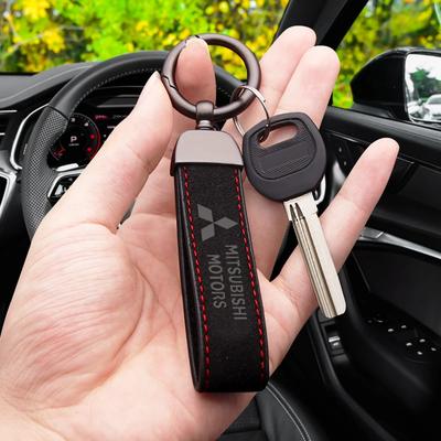 Porte-clés en Cuir et Métal Porte-clés Anneau Porte-clés Pour Mitsubishi Outlander ASX Pajero Xpander etc Modèles Accessoire de Voiture Boîte Cadeau