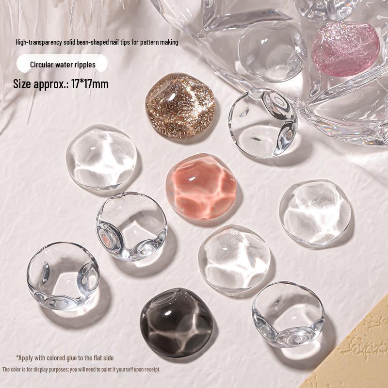 

Kaxiwēi Mì Meijia High Transparency 3D Oval Heart Glass Nail Art Design Tips & Bean Color Card