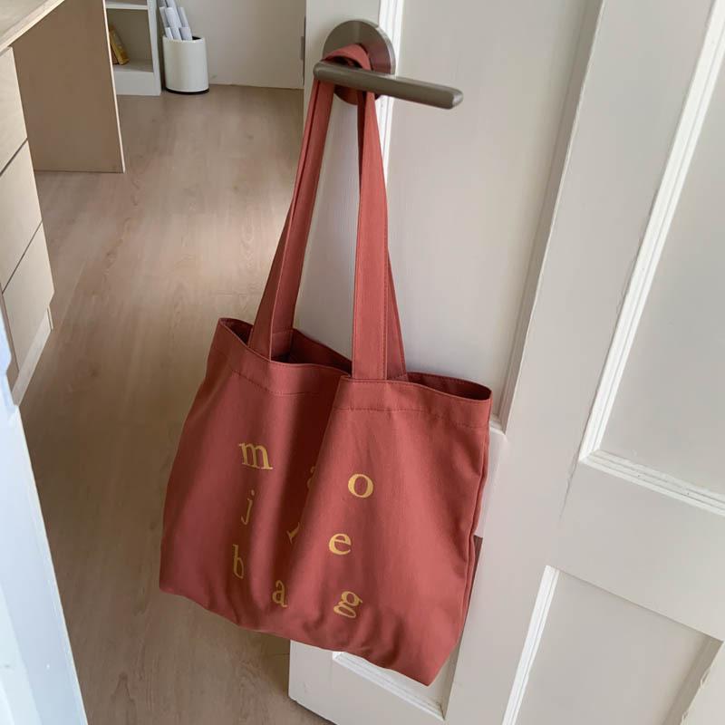 2026 Summer Korean Style Canvas Tote Bag Retro Casual Large Capacity Student Crossbody Bag Ins Fashi Handbag