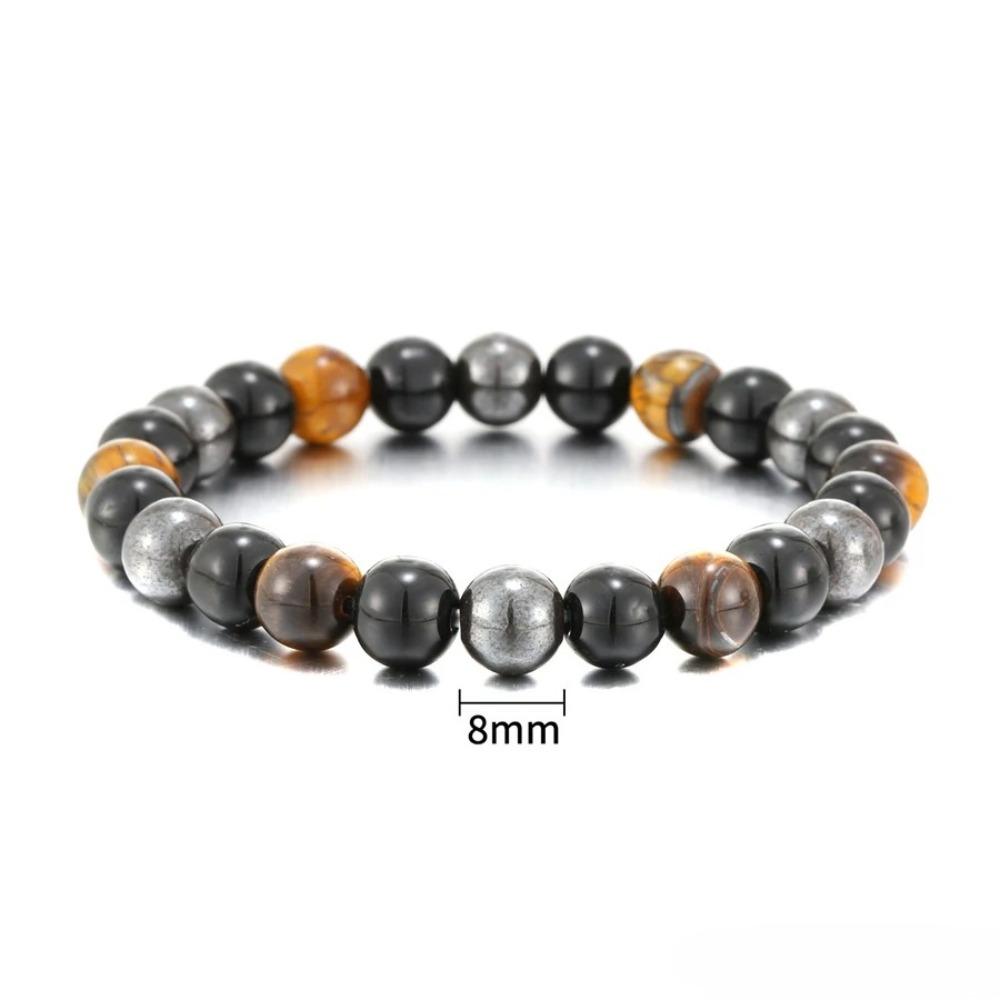 Natürliche schwarze Obsidian-Hämatit-Tigerauge-Perlen-Armbänder für Männer zum magnetischen Gesundheitsschutz für Frauen Seelenschmuck Pulsera Hombre