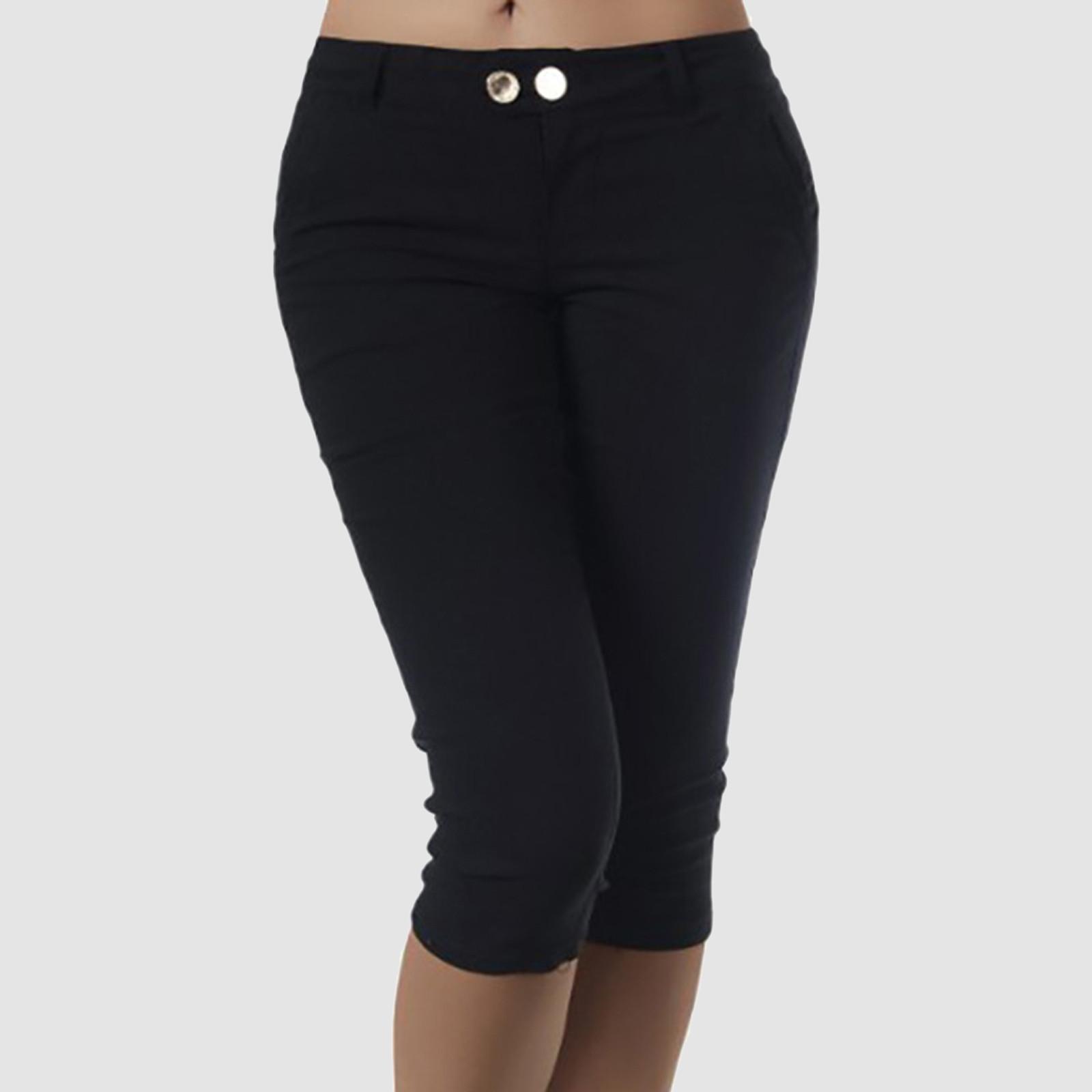 

Casual Pants Loose Summer Women Pocket Trousers Outdoor Casual Sports Fifth Short Pants Overalls Thin Slim S чорний