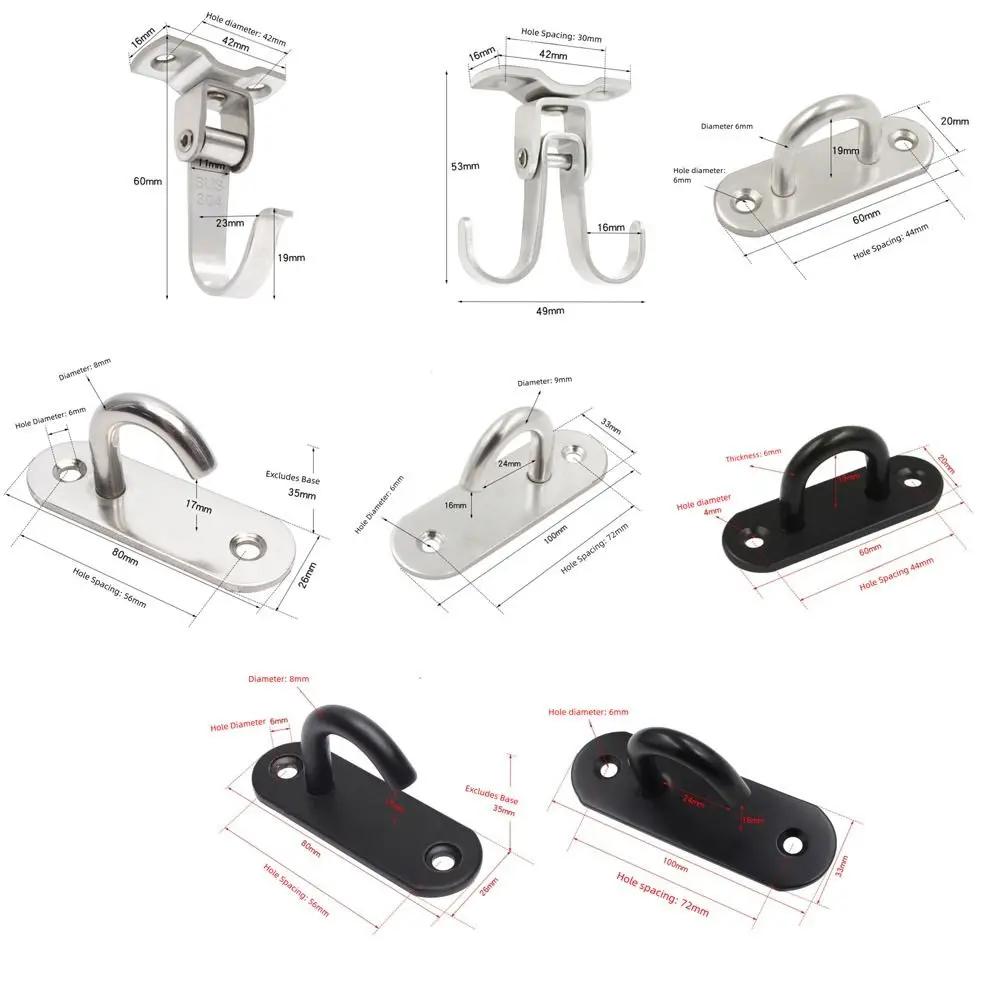 New Pad Eye Wall Hook Plate Deck Stainless Steel Ceiling Mount Hanger U/J-Shaped Black Silver Door Buckle for Fan Lamp