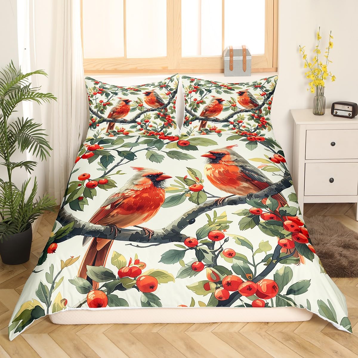 

Spring Themed Duvet Cover for Kids Teens Quilt Covers Lightweight Down Room Decor Queen Size 2 Pillowcase 1 Duvet Cover No Quilt (135x200cm)