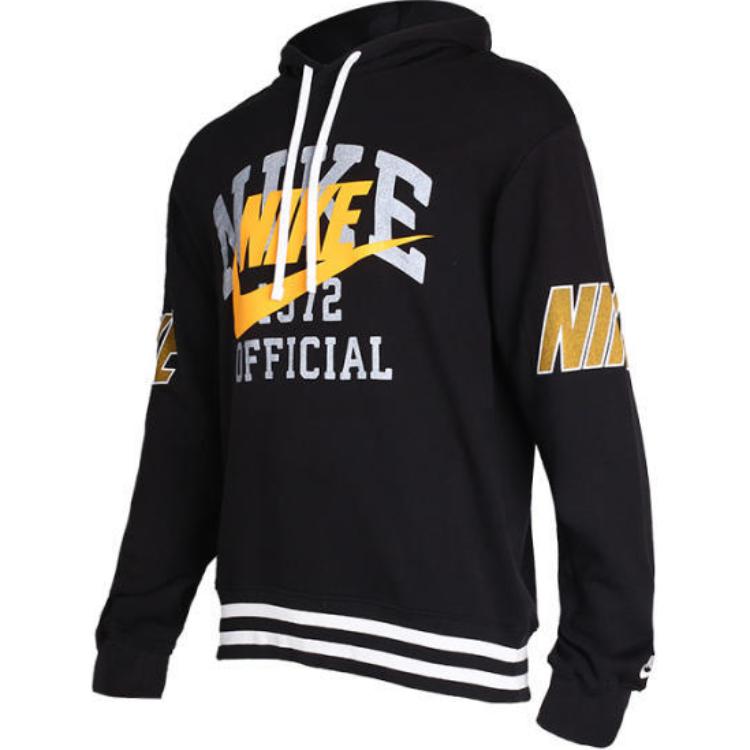 Nike Printed Big Logo Embroidered Letter Hoodie Men Tops Black DD6169-010