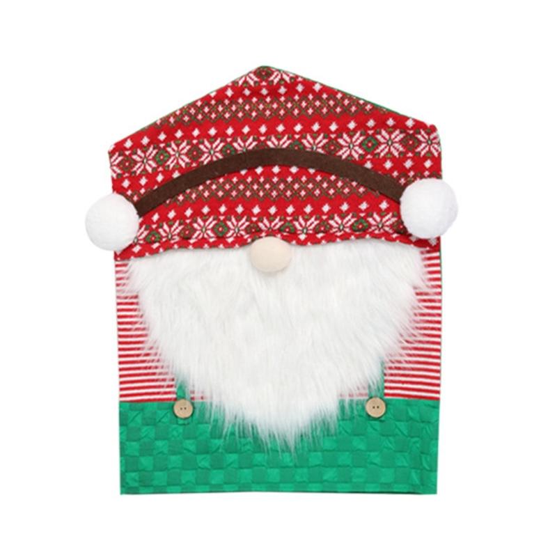 

Santa Figure Polyester Chair Cover Smooth Universals Size for Dining Living Room Christmas Decoration