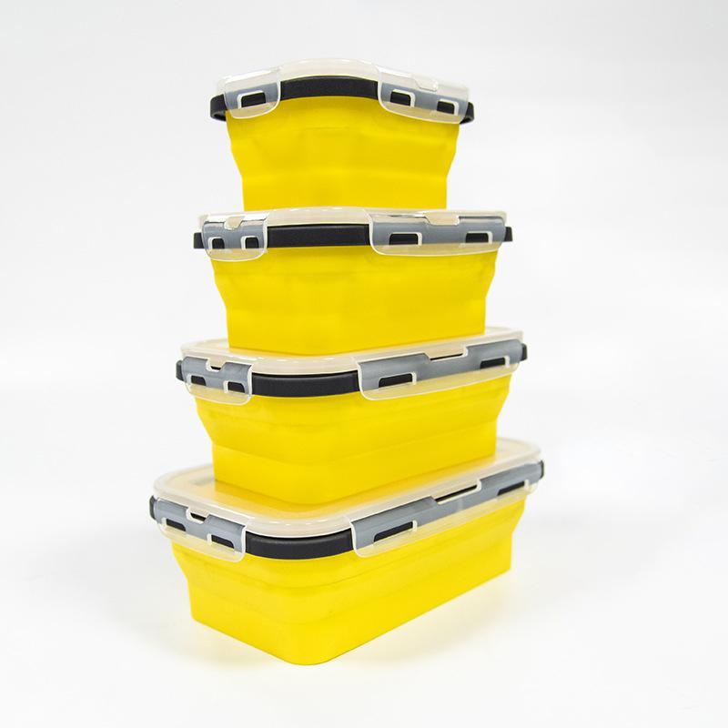 1 STK Silikon sammenleggbar lunsjboks Matkvalitet Firkantet bærbar mikrobølgeovn lunsjboks Utendørs reise piknikkonserveringsboks