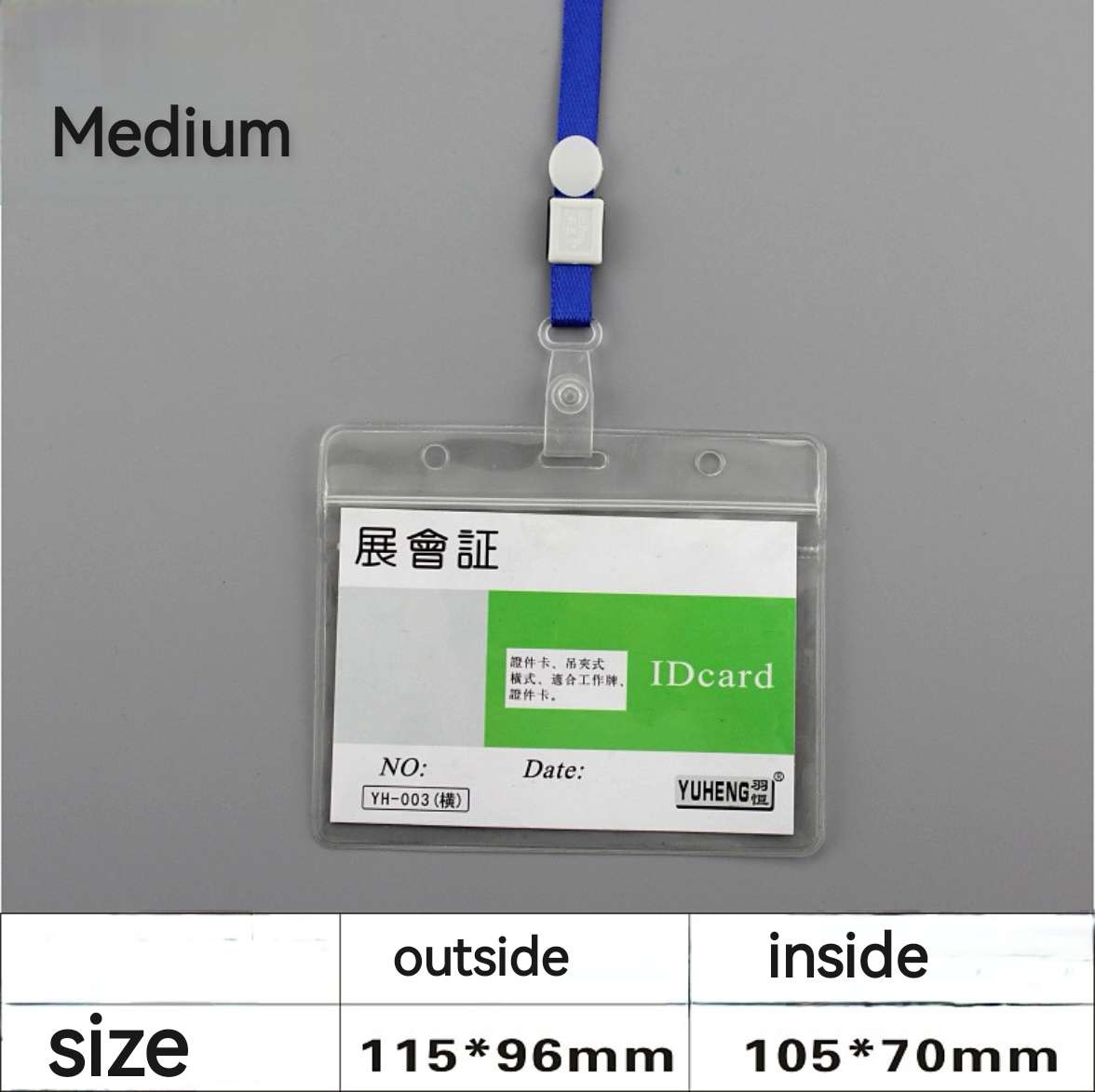 

Держатель для бейджа с ремешком ПВХ-оправа Водонепроницаемый держатель для удостоверения личности Прозрачный ободок Держатель для карты доступа Бирка с именем сотрудника Medium horizontal
