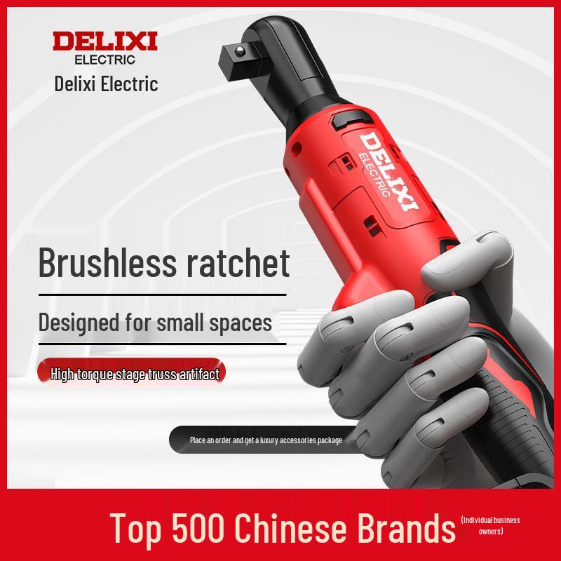 Delixi Electric 90° Right Angle Ratchet Wrench, High Torque Lithium Battery Tool, Professional Grade