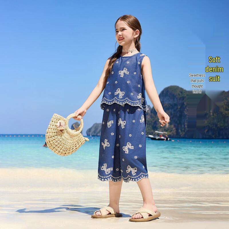 ASK JUNIOR Girls  Summer Sleeveless Top & Capris Set 130