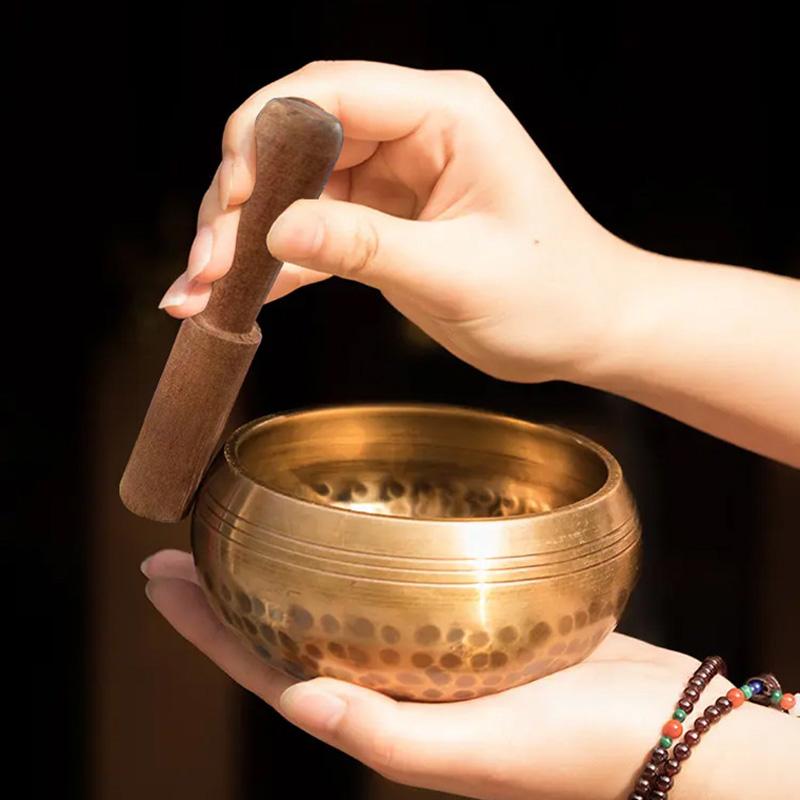 Tibetan Handmade Brass Singing Bowl Yoga Meditation Bowl For Sound Healing Stress Relief Buddha Mindfulness Bowl Instrument