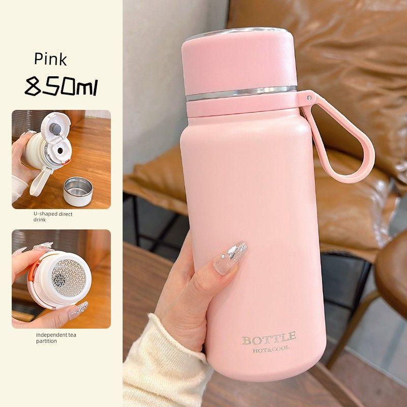 Simple Large-Capacity Thermos Cup for Girls, High-Looking 2024 New Style Water Cup, Portable Cold-Keeping Cup for Men, Car-Mounted Tea Cup