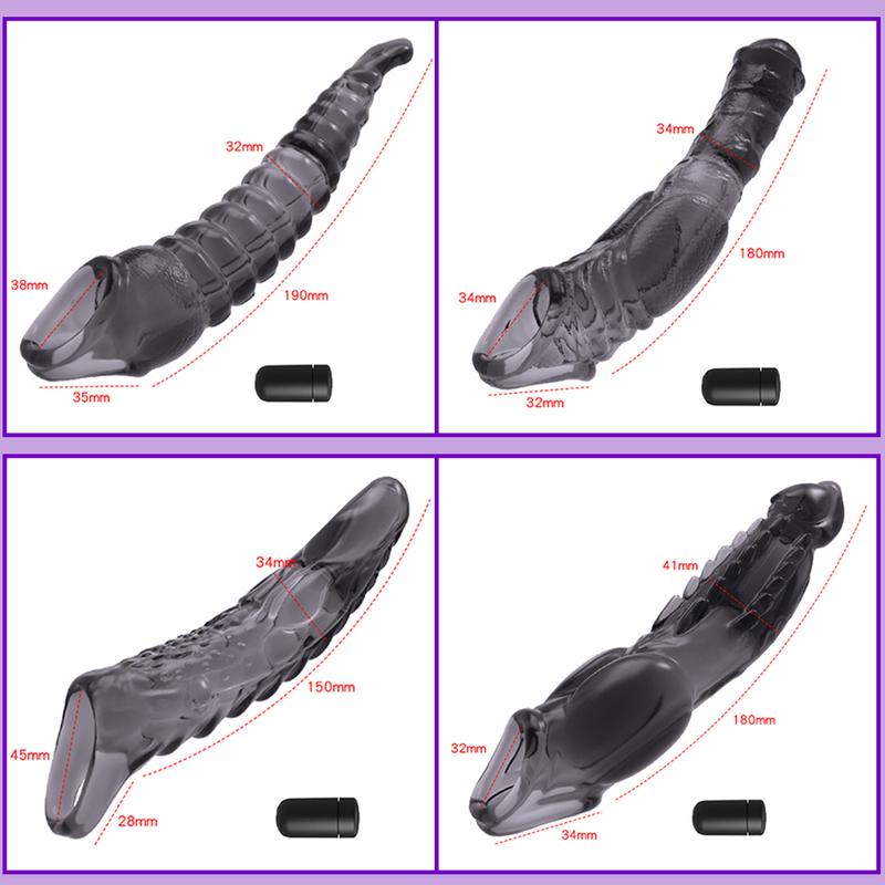 Reusable Condom Penis Extension Sleeve Delay Ejaculation Cock Cover Penis Extender Vibrator Sex Toys For Men Adults Products
