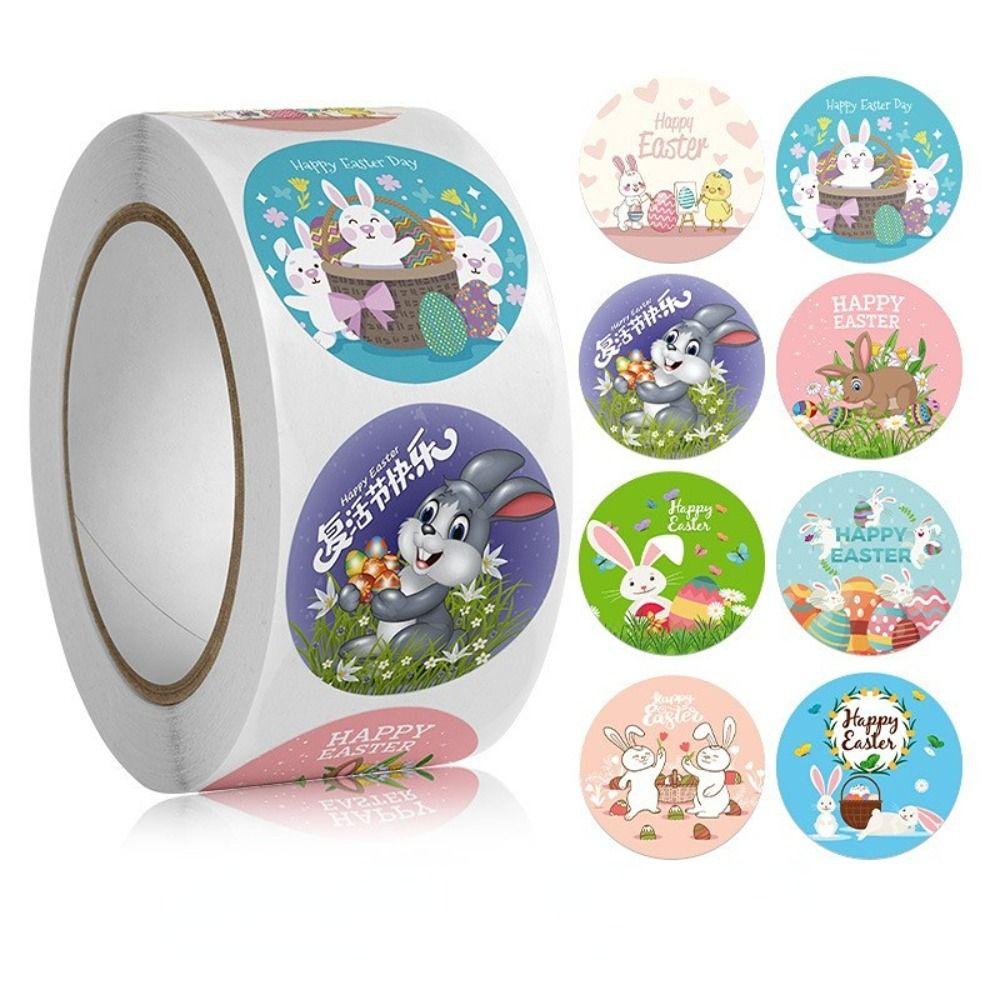 

Self Adhesive Label Happy Easter Stickers Gifts Bag Box Decor Tags Easter Rabbit Egg Stickers 09