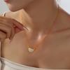 French Retro Geometric White Mother-of-Pearl Pendant Clavicle Chain Earrings In Titanium Steel and 18K Gold for Women