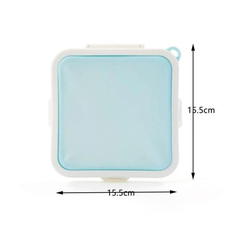 Food Storage Case Sandwich  Box Silicone Lunch  Reusable Microwave     Container  es синий
