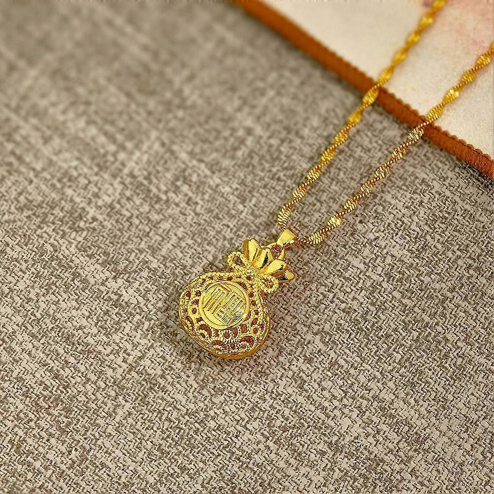 Golden Lucky Bag Good Luck Amulet Pendant Necklace Men Women