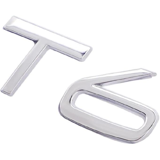 T6 Emblem 3D Metal Badge Car Hood Truck Door Side Fender Rear Trunk Emblem Sticker Decals for Volvo XC60 S60 V60 Polester (Silver)