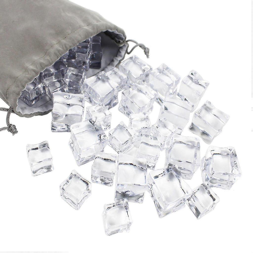 50pcs Acrylic Ice Cubes Plastic Refreezable Washable Simulation Ice For Party And Wedding