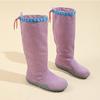 Women's Winter Long Boots Violet Long Tube Boots Women Shoes Retro Style Round Toe Versatile with Plush High Tube Knight Boots