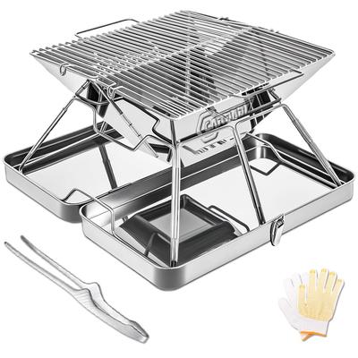 CARBABY Barbecue Stove Bonfire Stand with Storage Case Made of Stainless Steel for 2-4 People Outdoor Camping
