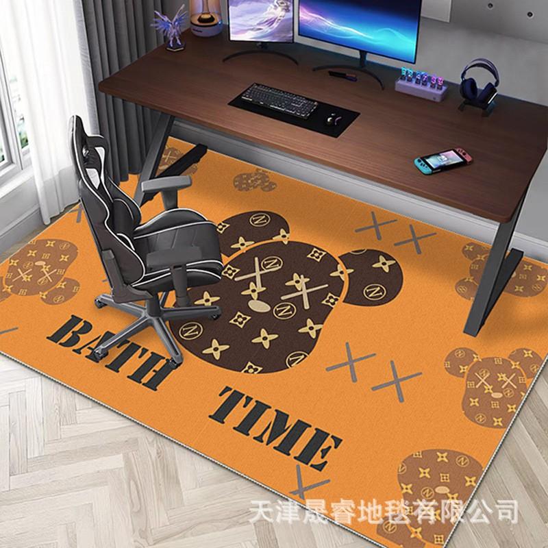 Gaming Room Rug Chair Mat Floor Protection Non-Slip Geometric Crystal Velvet Carpet Living Bedroom Study
