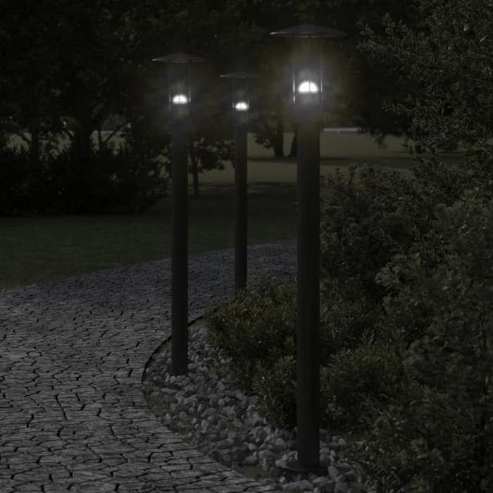 VidaXL Outdoor Floor Lamps 3 Pcs Black 100 Cm Stainless Steel, Outdoor Ground Lighting, Garden Ground Lighting, 4006356