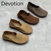 Handmade Leather Single Shoes Vintage Round Toe Flat Cowhide Shoes Devotion