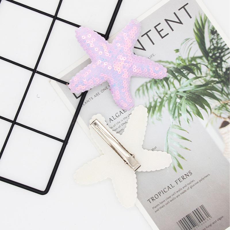 Starfish Hair Clips Pink Sequins Hair Pins Sea Star Alligator Hair Clips Barrettes Glitter Sea Shell Beach Hair Accessories