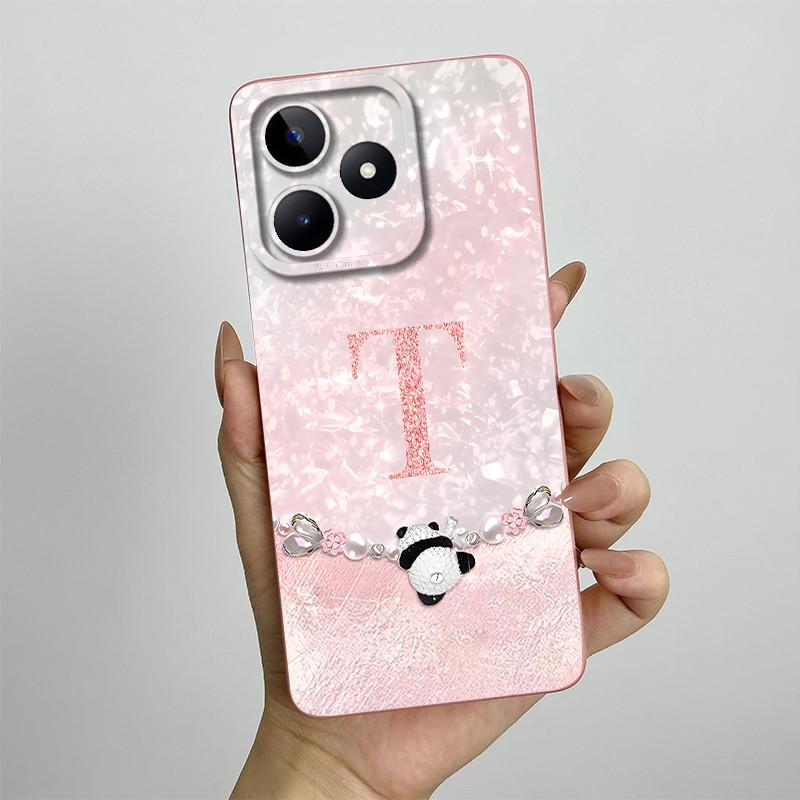 For Realme Note 50 Case RMX3834 Cover Cute Panda Letters Full Coverage Liquid Silicone Phone Case For Realme Note50 Coque Fundas