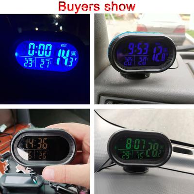 HD 4 IN 1 Digital Voltmeter 12V 24V Multi-function Car Temperature Clock Auto Thermometer Electronic Clock Car Night Light