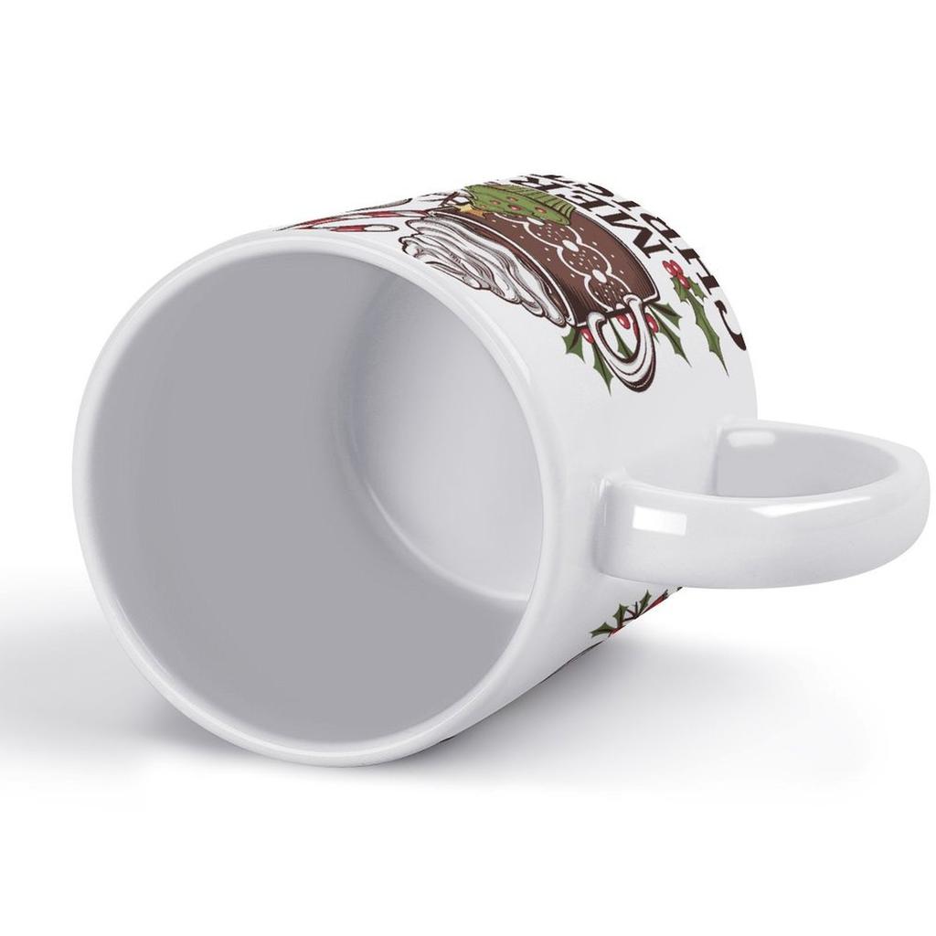 1pc 11oz Blank Ceramic Coffee Mug, Double-sided Printed Drink Cup, Polished Surface, Sturdy Structure, Classic Daily Mug for Home and Office
